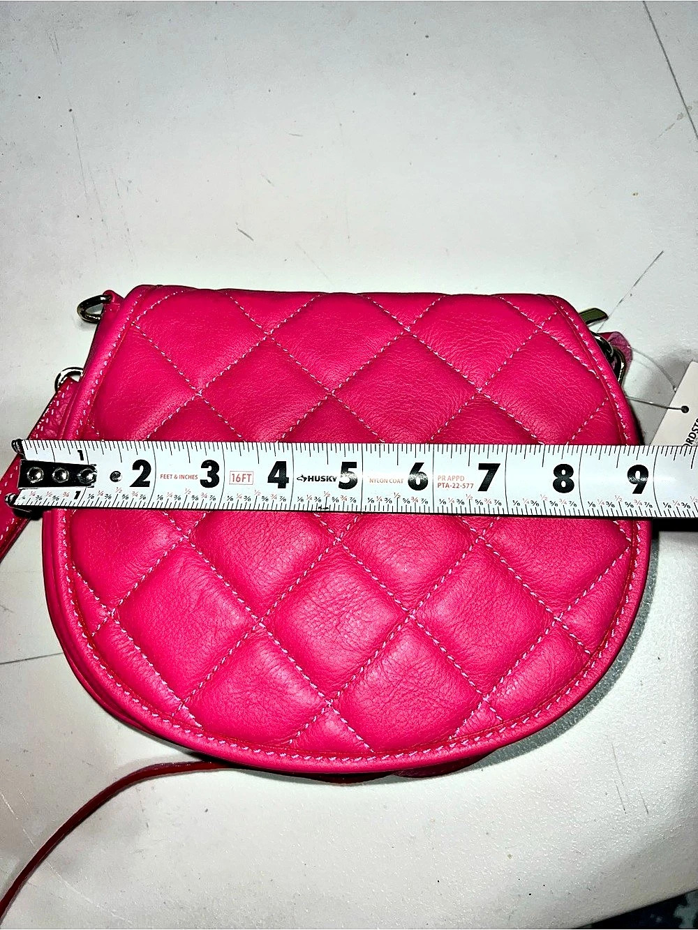 NWT Persaman New York Aria Fuchsia Pink Quilted Leather Crossbody Bag
